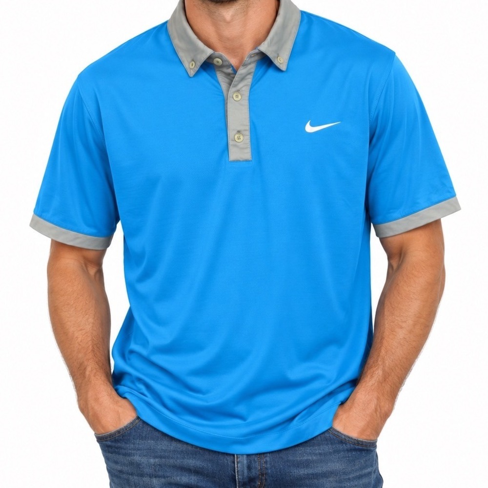 Nike Golf Polo Shirt Mens XL Blue Dri-FIT Tour Performance Short Sleeve Sport